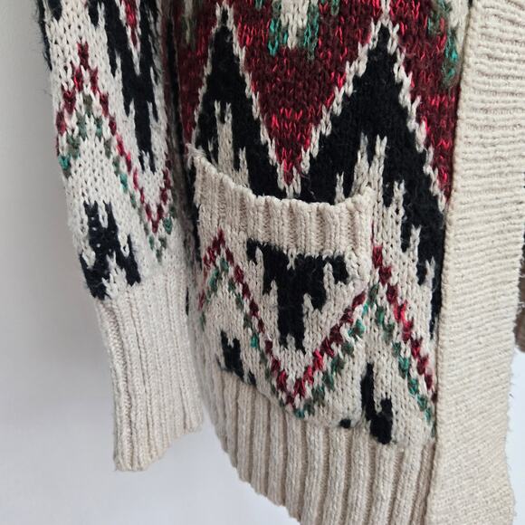 Vintage Y2K Mossimo Tribal Cardigan Grandpa Open Longline Cozy Women Medium - Picture 6 of 13